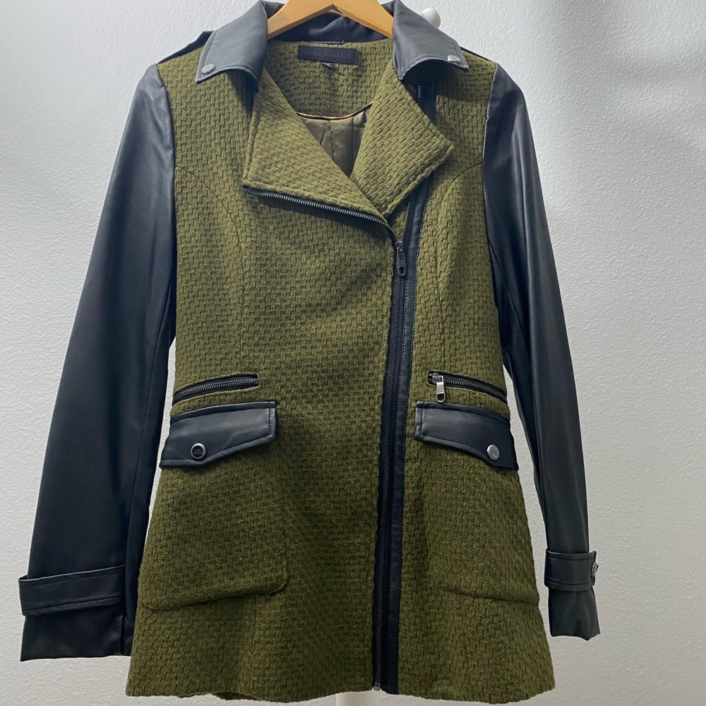 Steve Madden Leather and Wool Pea Coat Size S